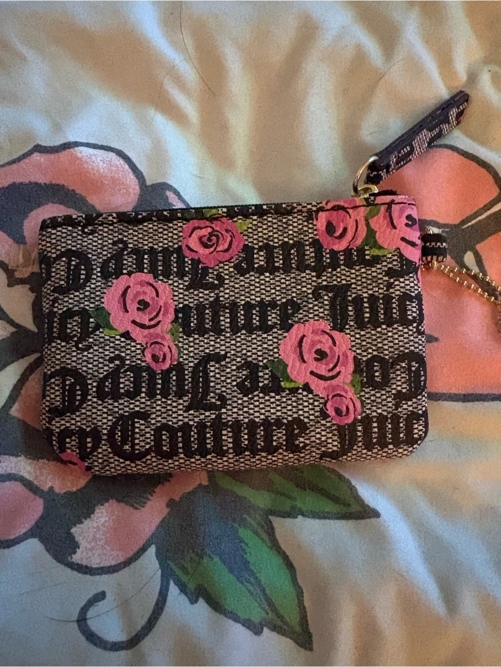 Juicy Couture Multicolor Logo & Pink Rose Crossbody with Coin Pouches
